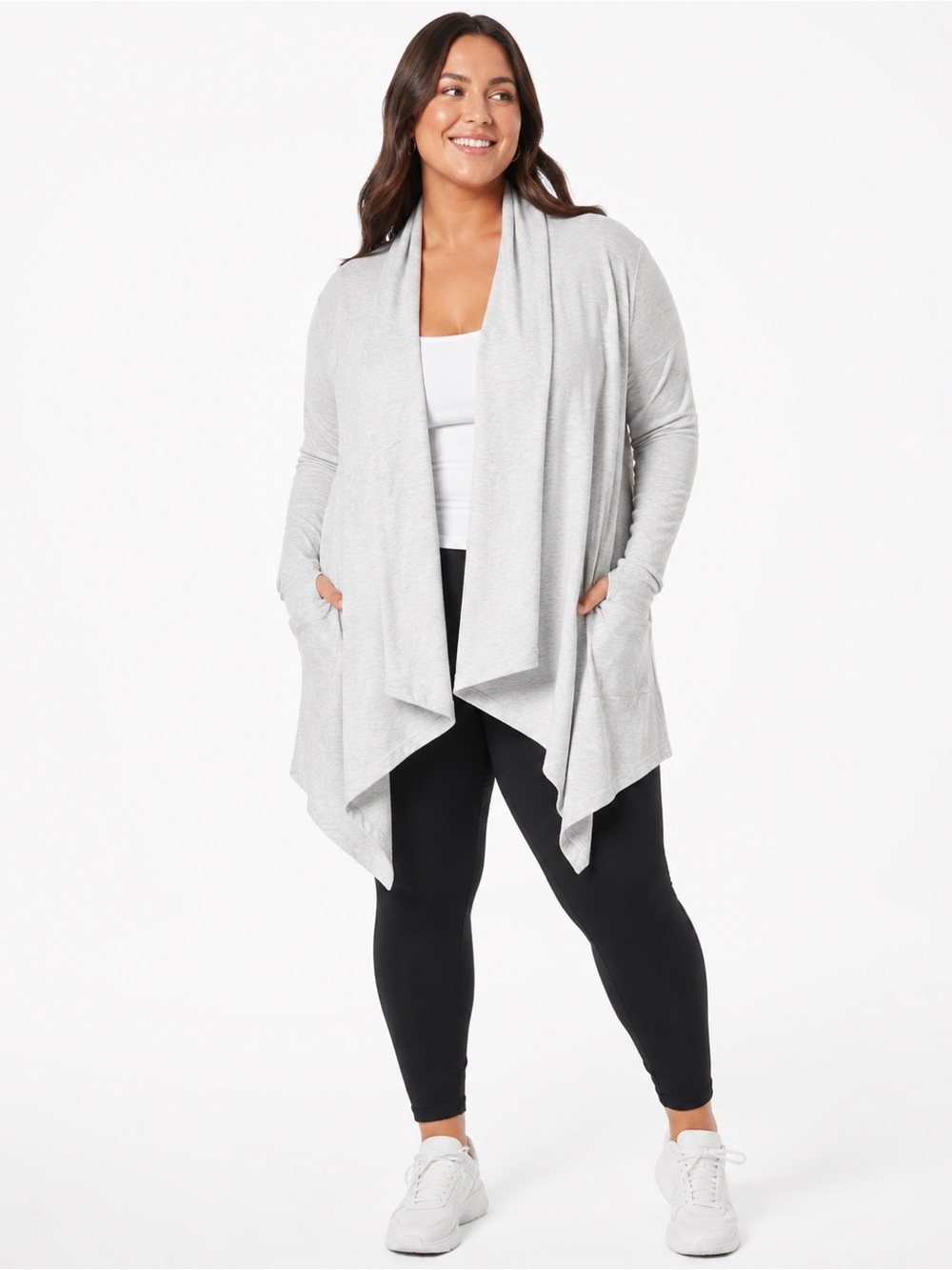 Athleta Pranayama Heathered Gray Restore Wrap Plus Size Cardigan